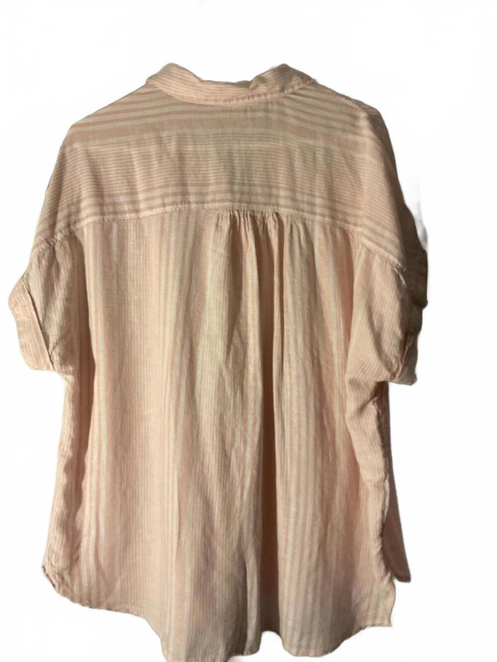 Time and Tru Oversized Pink Striped Linen Blend Button Up Shirt Size 2X - Picture 8 of 8